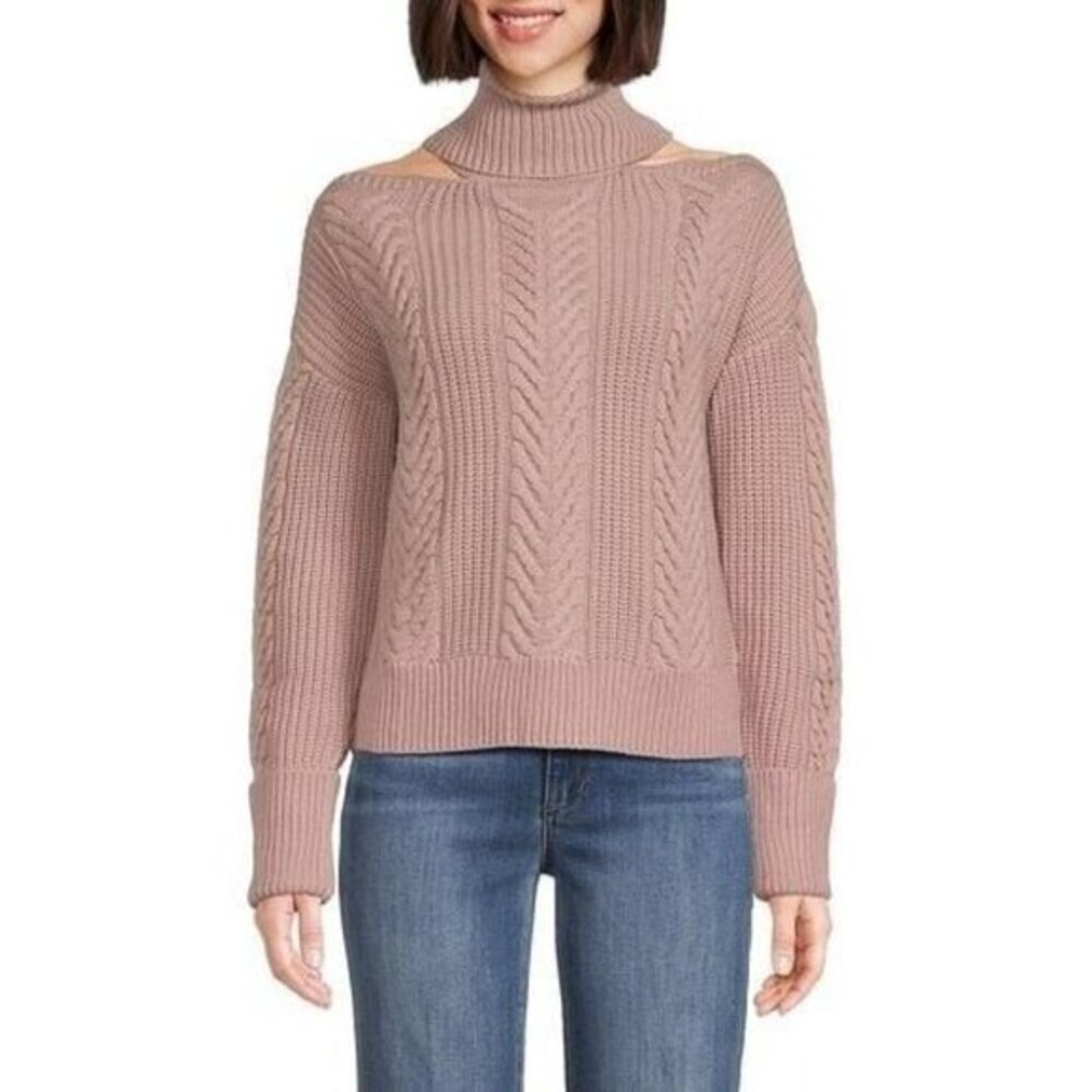 Paige Lorilee Sweater Wild Rose Cold Shoulder Turtleneck Pink SZ S NEW $299